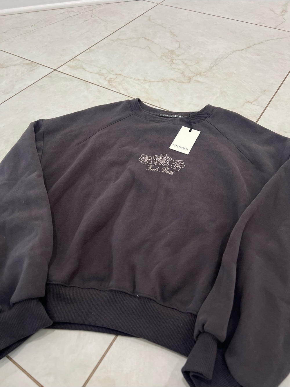 NWT Funky Buddha Anthracite Cowgirl Club Sweatshirt Size Small - Picture 3 of 7